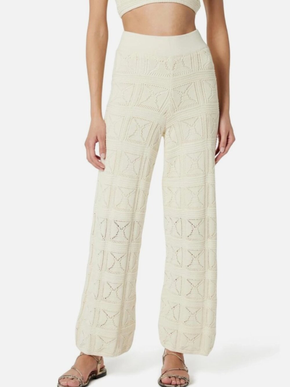The Drop Women's Diza Pull-On Flare-Leg Crochet Pants Size Medium